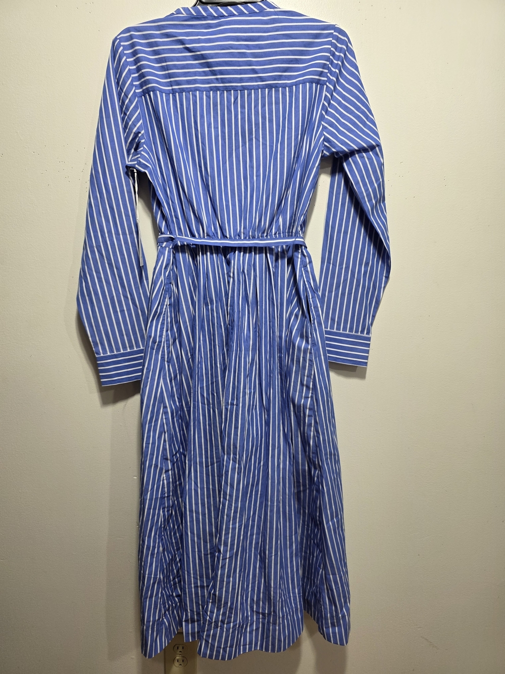 NWT!Free Assembly Long Sleeve Striped Midi Shirt Dress Women's Size M 8-10 Blue - Picture 6 of 7